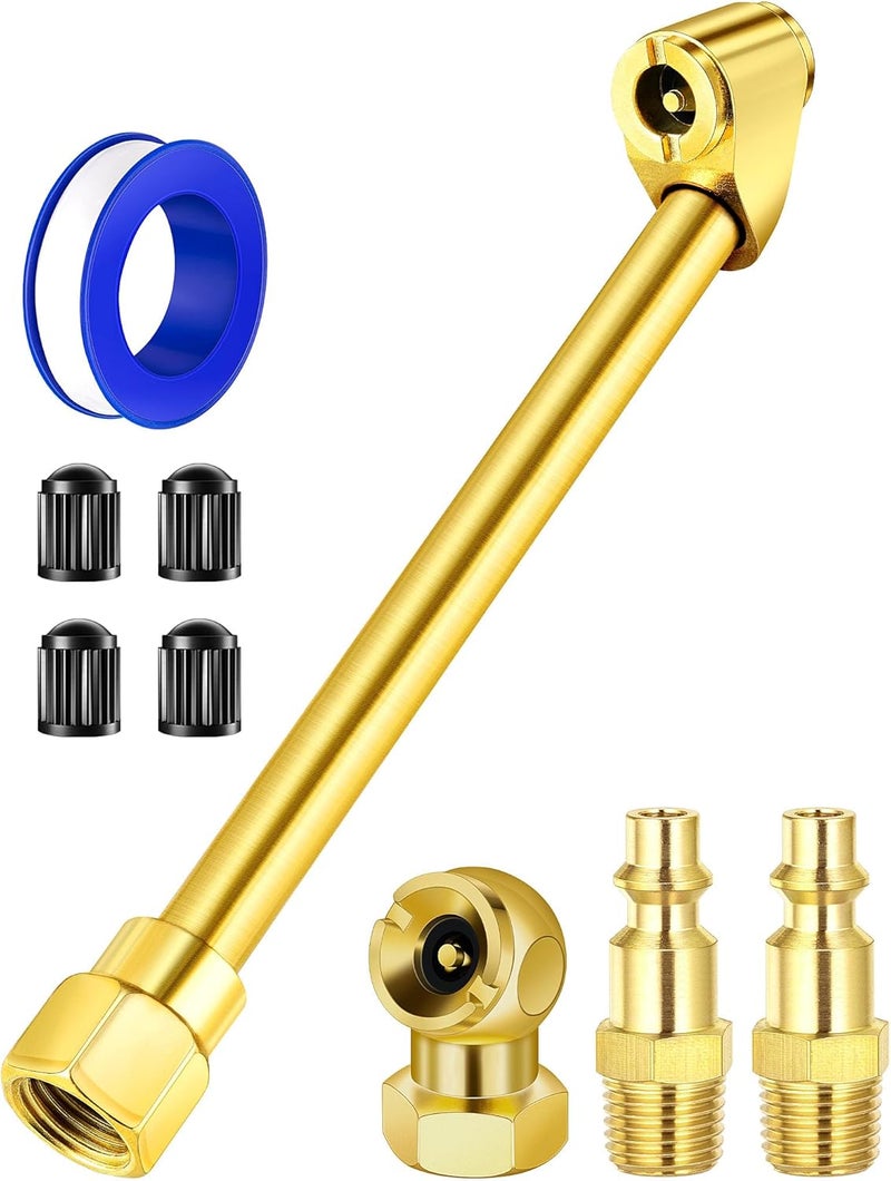 EVOULTES 2-Way Connection Air Chuck Set, Heavy Duty Dual Head Air Chuck with Closed Ball Tire Chuck & 1/4 Inches NPT Male Quick Plug, Tire Air Fill Kit for Tire Inflator Gauge and Air Compressor - Image 1